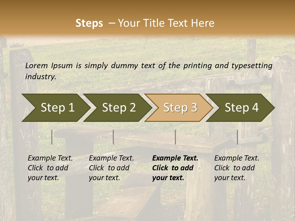 A Wooden Bench Sitting On Top Of A Lush Green Field PowerPoint Template