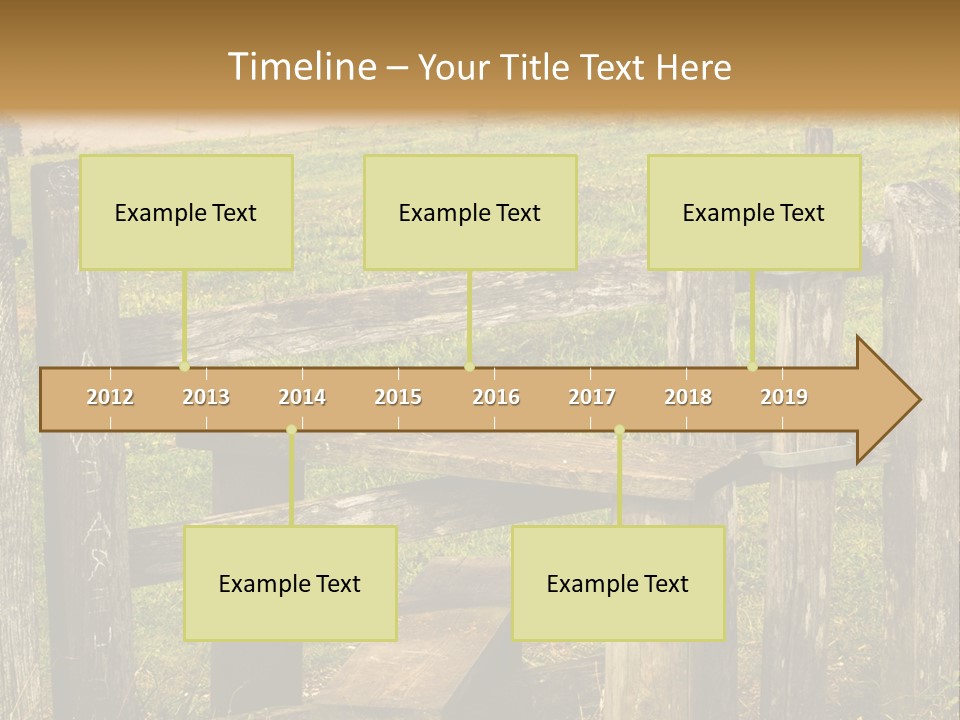 A Wooden Bench Sitting On Top Of A Lush Green Field PowerPoint Template