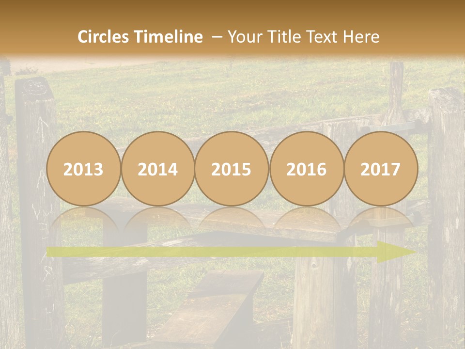 A Wooden Bench Sitting On Top Of A Lush Green Field PowerPoint Template