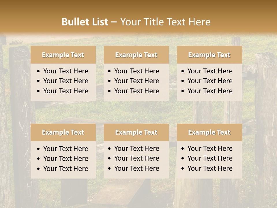 A Wooden Bench Sitting On Top Of A Lush Green Field PowerPoint Template