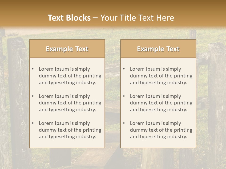 A Wooden Bench Sitting On Top Of A Lush Green Field PowerPoint Template