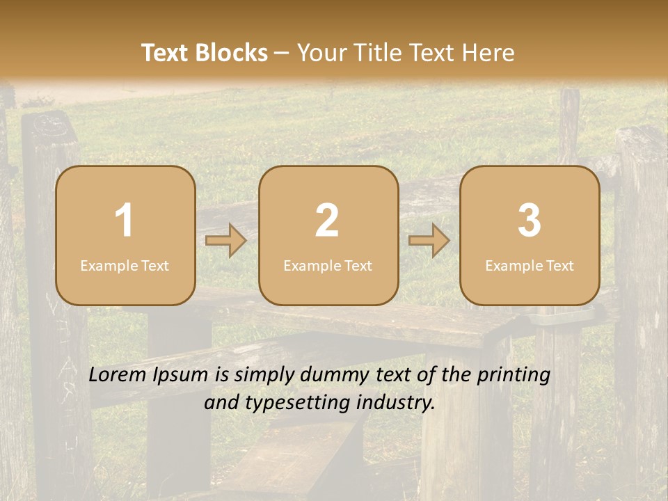 A Wooden Bench Sitting On Top Of A Lush Green Field PowerPoint Template