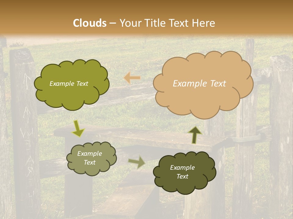 A Wooden Bench Sitting On Top Of A Lush Green Field PowerPoint Template