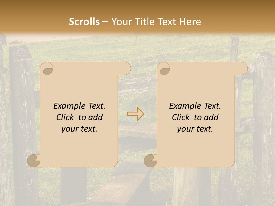 A Wooden Bench Sitting On Top Of A Lush Green Field PowerPoint Template