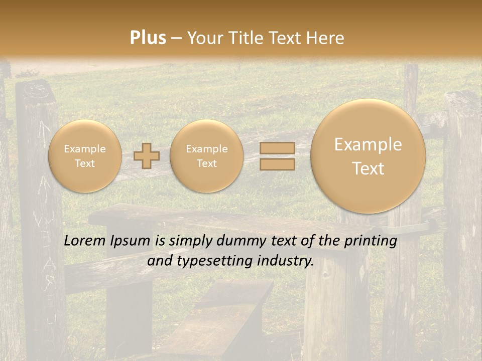A Wooden Bench Sitting On Top Of A Lush Green Field PowerPoint Template