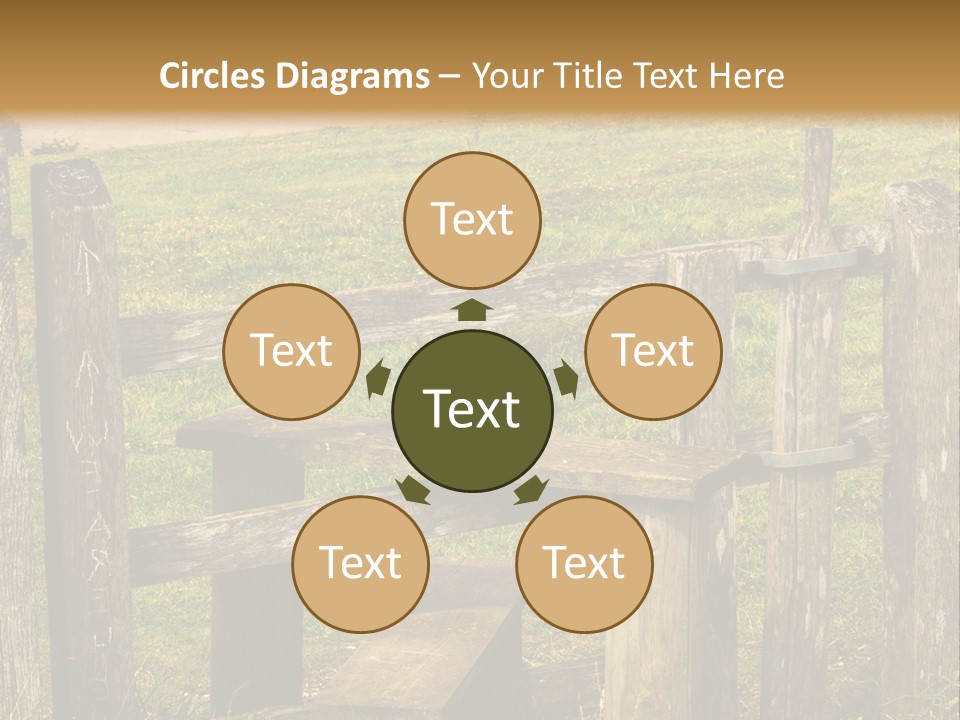 A Wooden Bench Sitting On Top Of A Lush Green Field PowerPoint Template