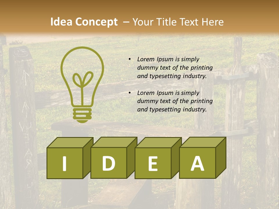 A Wooden Bench Sitting On Top Of A Lush Green Field PowerPoint Template