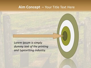 A Wooden Bench Sitting On Top Of A Lush Green Field PowerPoint Template