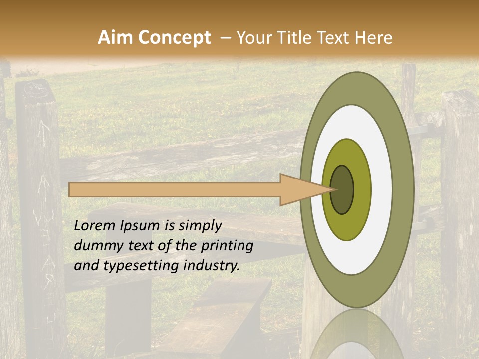 A Wooden Bench Sitting On Top Of A Lush Green Field PowerPoint Template
