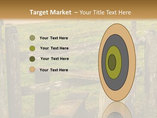 A Wooden Bench Sitting On Top Of A Lush Green Field PowerPoint Template