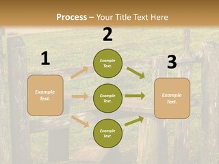 A Wooden Bench Sitting On Top Of A Lush Green Field PowerPoint Template
