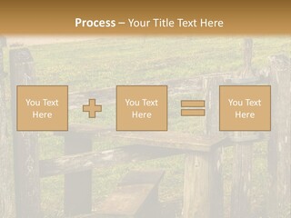 A Wooden Bench Sitting On Top Of A Lush Green Field PowerPoint Template