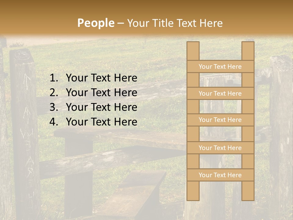 A Wooden Bench Sitting On Top Of A Lush Green Field PowerPoint Template