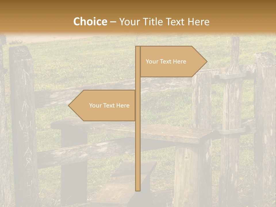 A Wooden Bench Sitting On Top Of A Lush Green Field PowerPoint Template