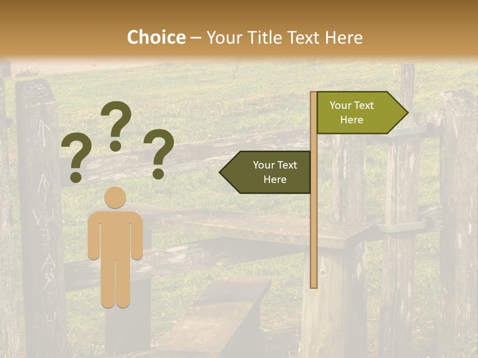 A Wooden Bench Sitting On Top Of A Lush Green Field PowerPoint Template