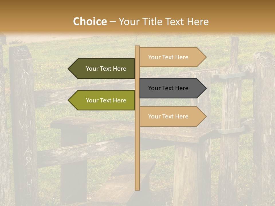 A Wooden Bench Sitting On Top Of A Lush Green Field PowerPoint Template