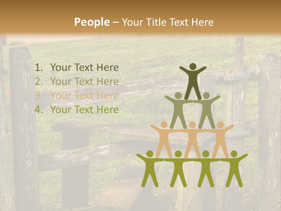 A Wooden Bench Sitting On Top Of A Lush Green Field PowerPoint Template