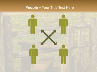 A Wooden Bench Sitting On Top Of A Lush Green Field PowerPoint Template