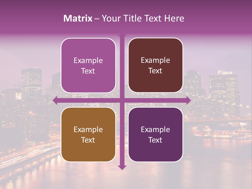 A City Skyline At Night With A Bridge In The Foreground PowerPoint Template