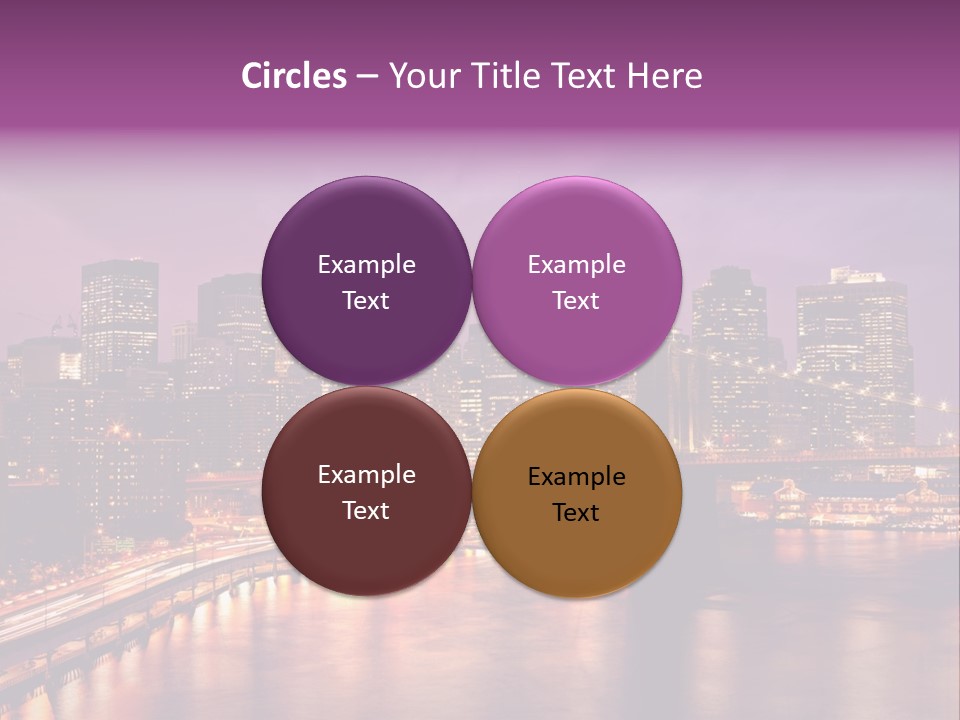 A City Skyline At Night With A Bridge In The Foreground PowerPoint Template