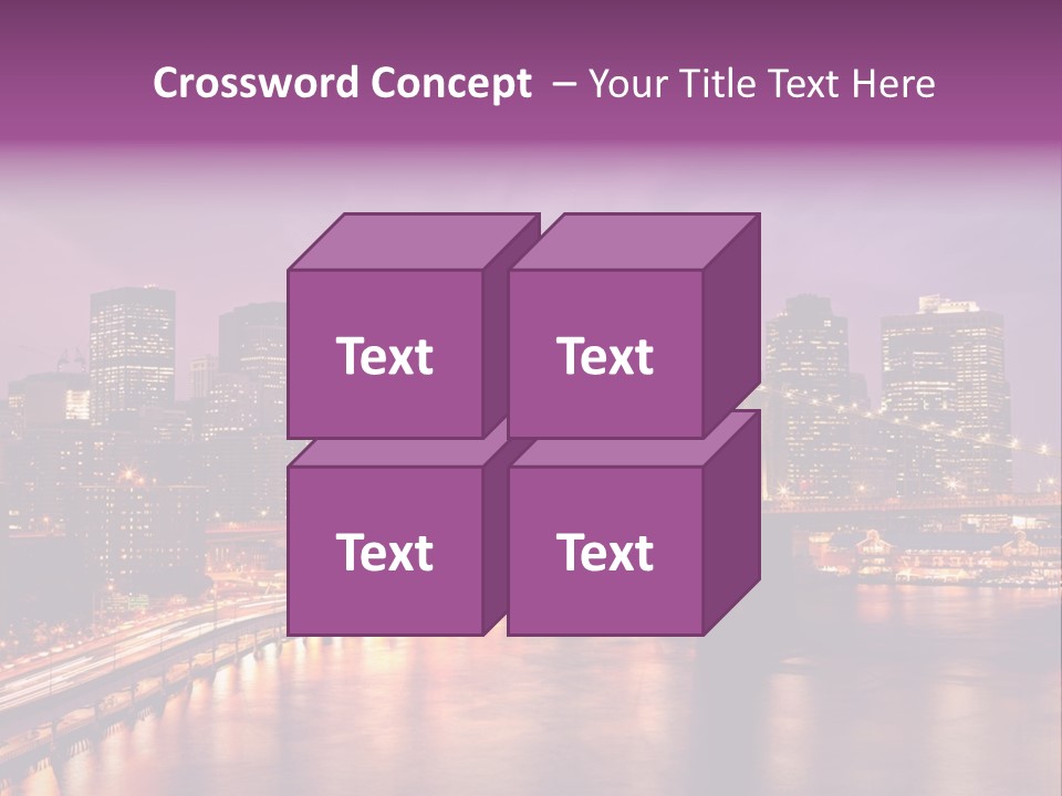 A City Skyline At Night With A Bridge In The Foreground PowerPoint Template