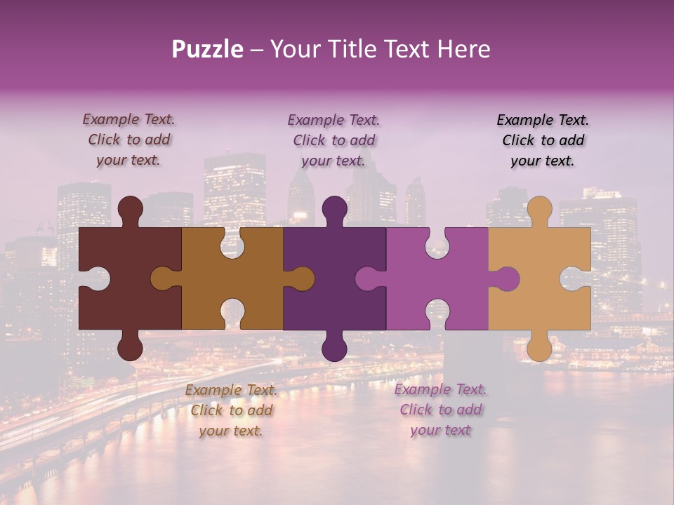 A City Skyline At Night With A Bridge In The Foreground PowerPoint Template