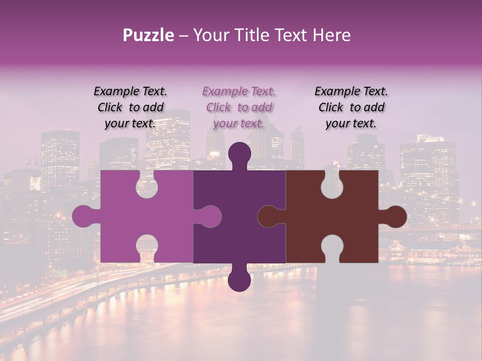 A City Skyline At Night With A Bridge In The Foreground PowerPoint Template