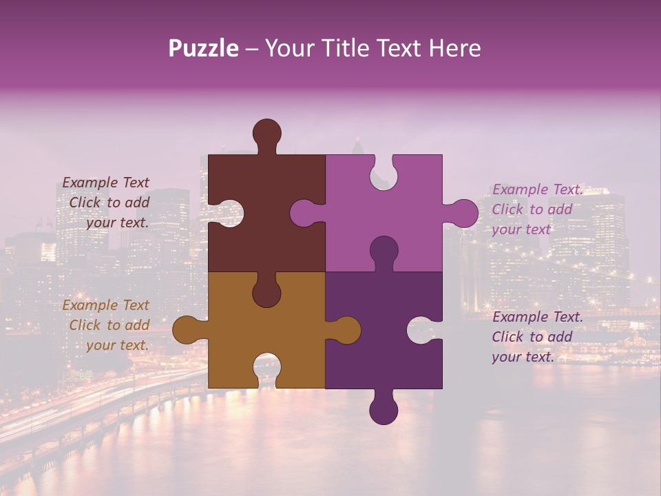 A City Skyline At Night With A Bridge In The Foreground PowerPoint Template