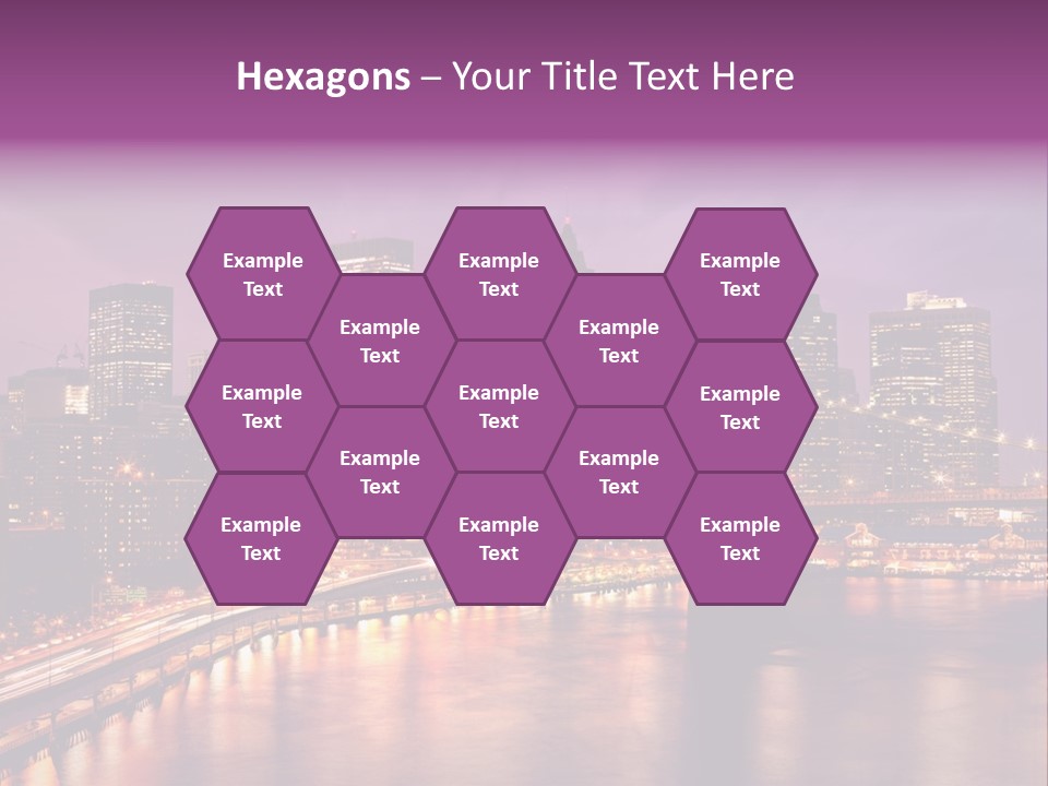 A City Skyline At Night With A Bridge In The Foreground PowerPoint Template