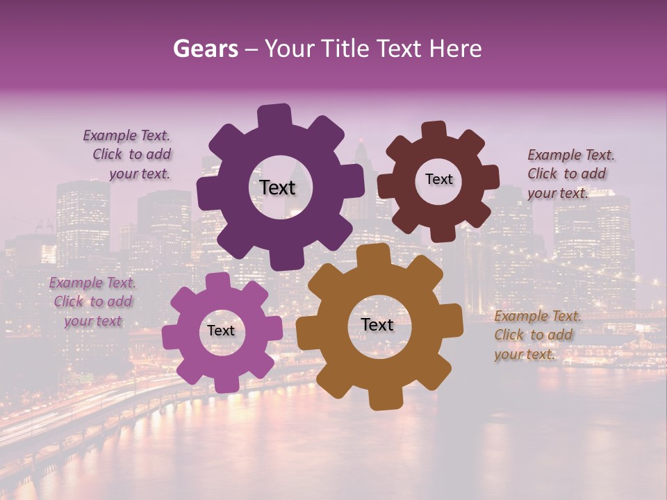 A City Skyline At Night With A Bridge In The Foreground PowerPoint Template