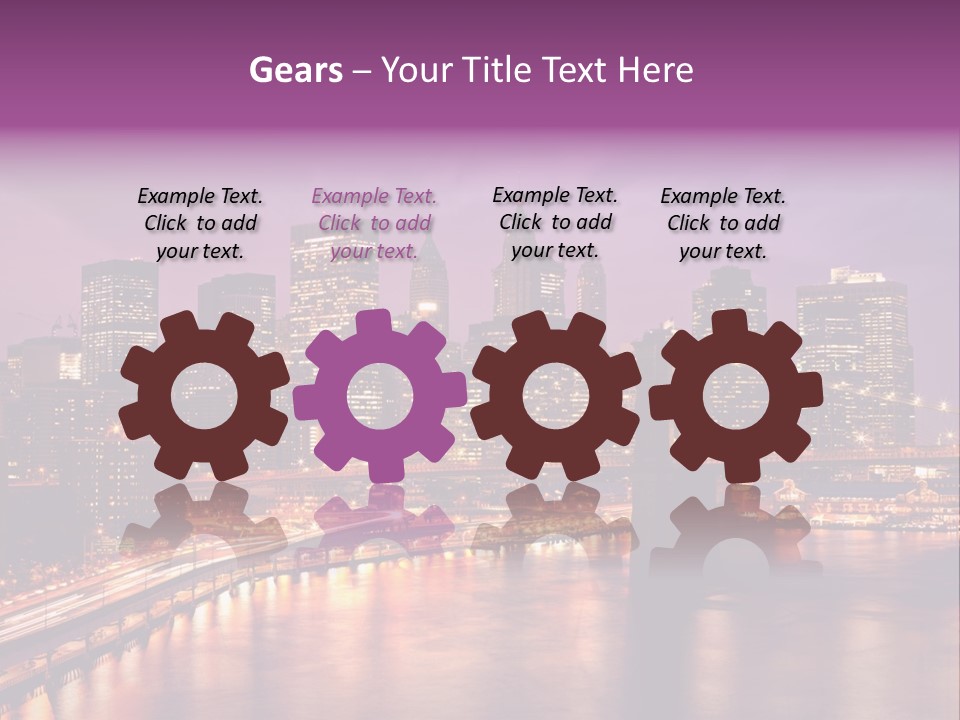 A City Skyline At Night With A Bridge In The Foreground PowerPoint Template