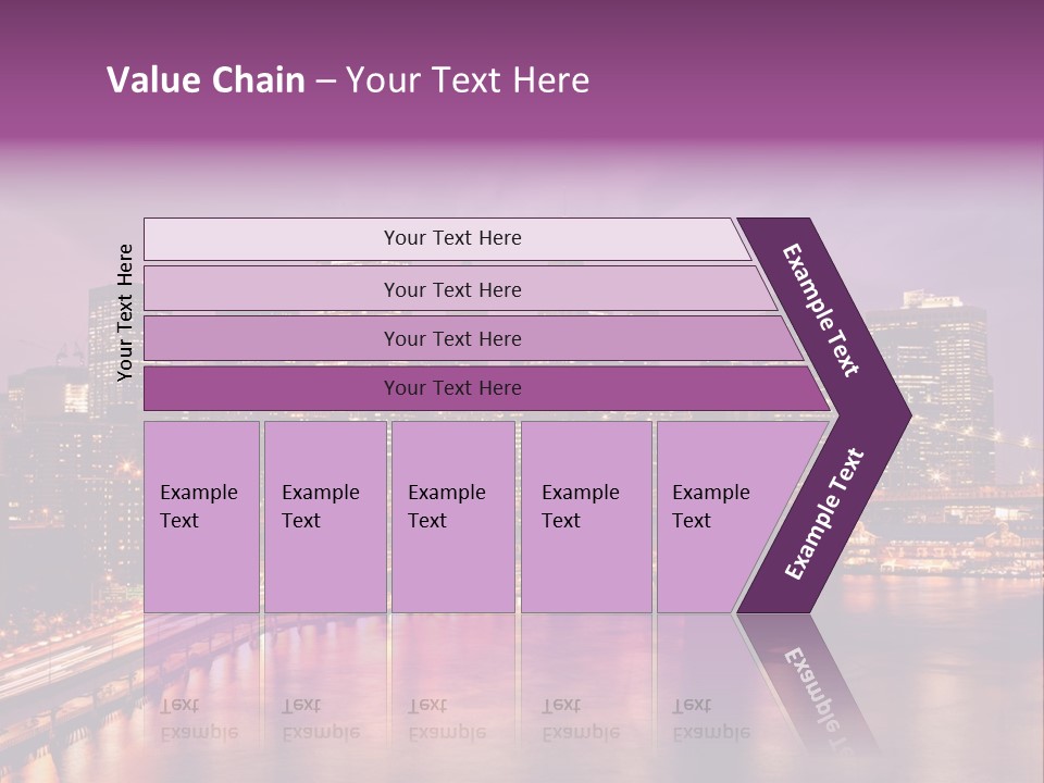 A City Skyline At Night With A Bridge In The Foreground PowerPoint Template