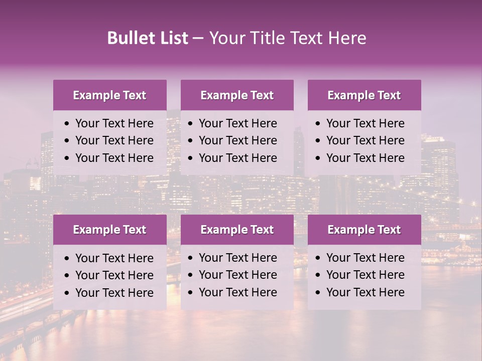 A City Skyline At Night With A Bridge In The Foreground PowerPoint Template