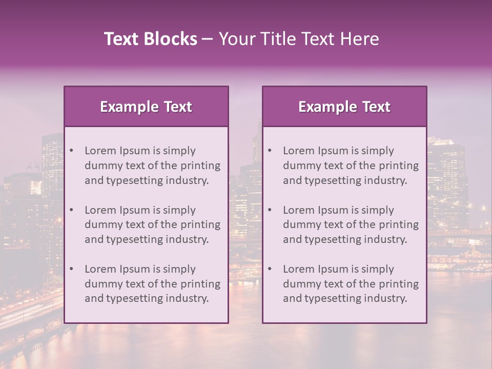 A City Skyline At Night With A Bridge In The Foreground PowerPoint Template