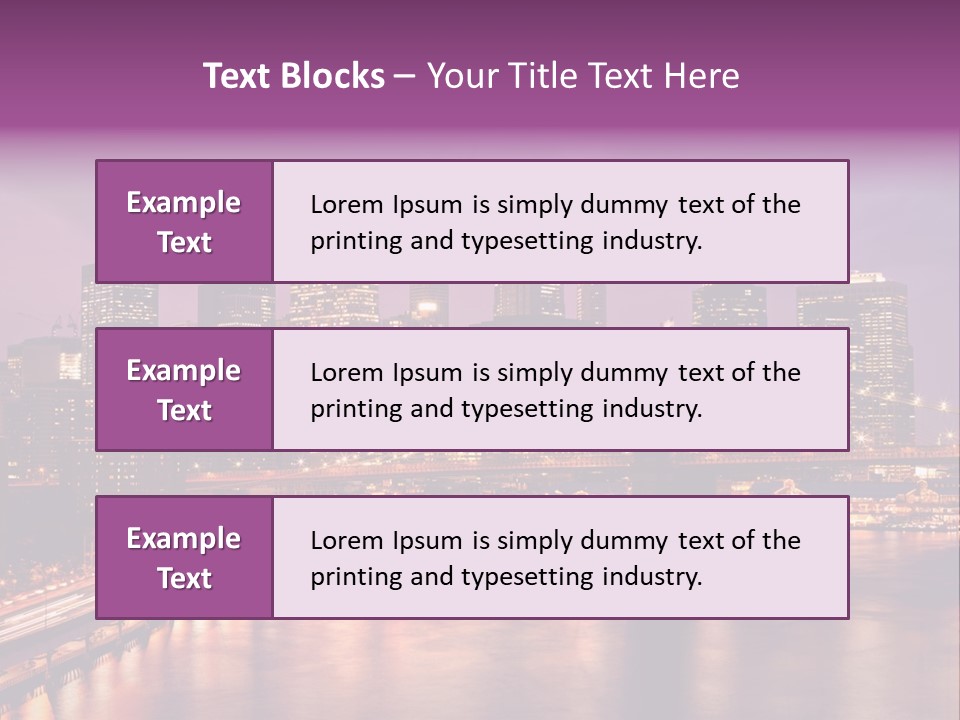A City Skyline At Night With A Bridge In The Foreground PowerPoint Template