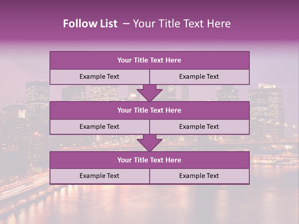 A City Skyline At Night With A Bridge In The Foreground PowerPoint Template