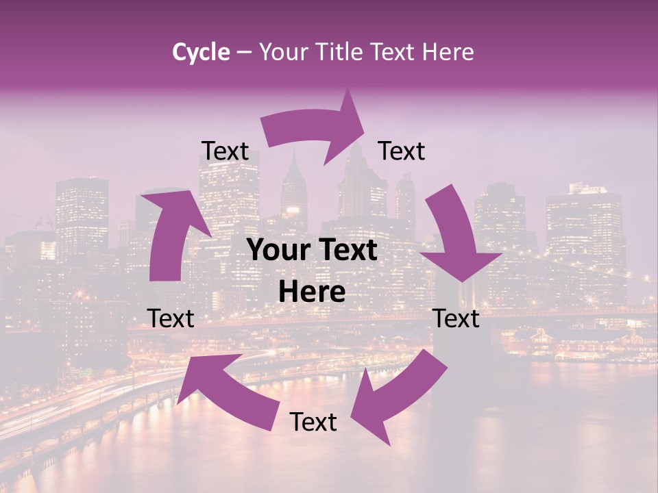 A City Skyline At Night With A Bridge In The Foreground PowerPoint Template