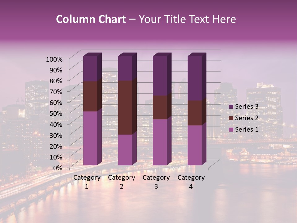 A City Skyline At Night With A Bridge In The Foreground PowerPoint Template