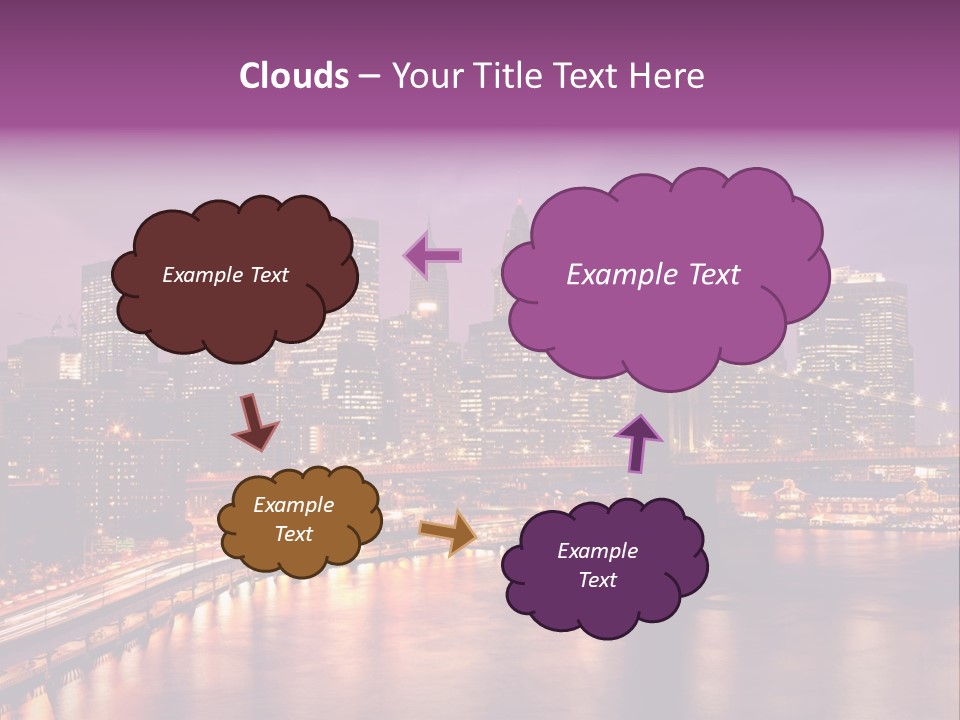 A City Skyline At Night With A Bridge In The Foreground PowerPoint Template