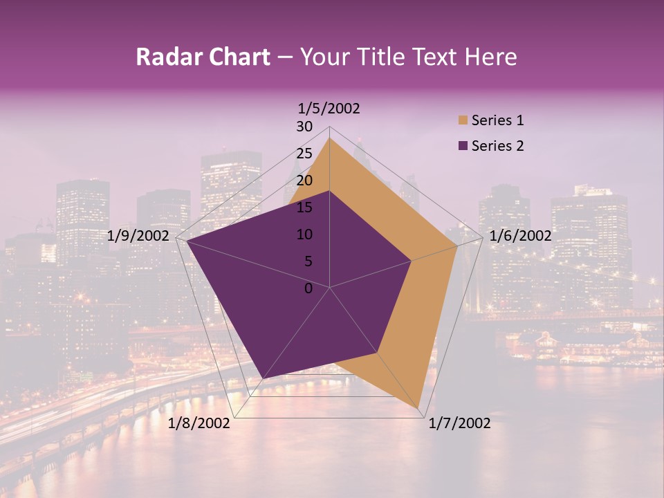 A City Skyline At Night With A Bridge In The Foreground PowerPoint Template