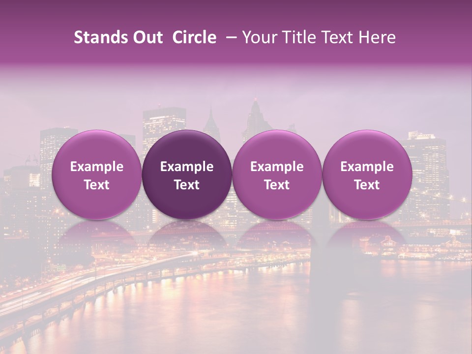 A City Skyline At Night With A Bridge In The Foreground PowerPoint Template