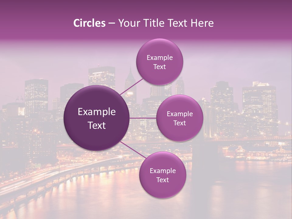 A City Skyline At Night With A Bridge In The Foreground PowerPoint Template