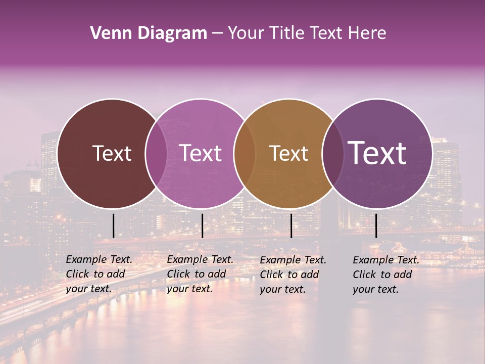 A City Skyline At Night With A Bridge In The Foreground PowerPoint Template