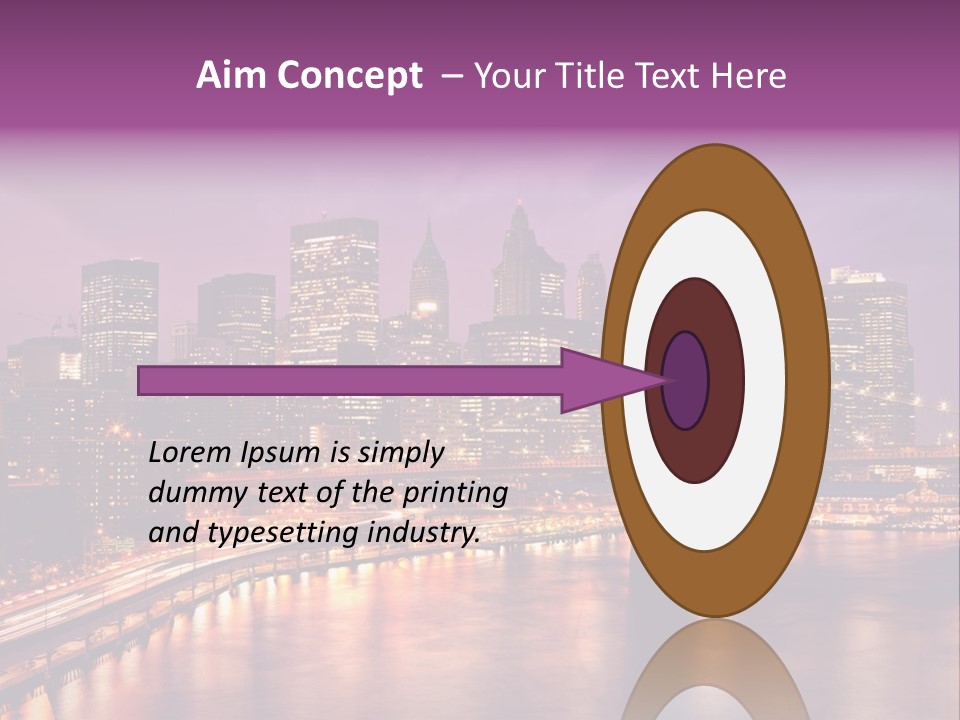 A City Skyline At Night With A Bridge In The Foreground PowerPoint Template