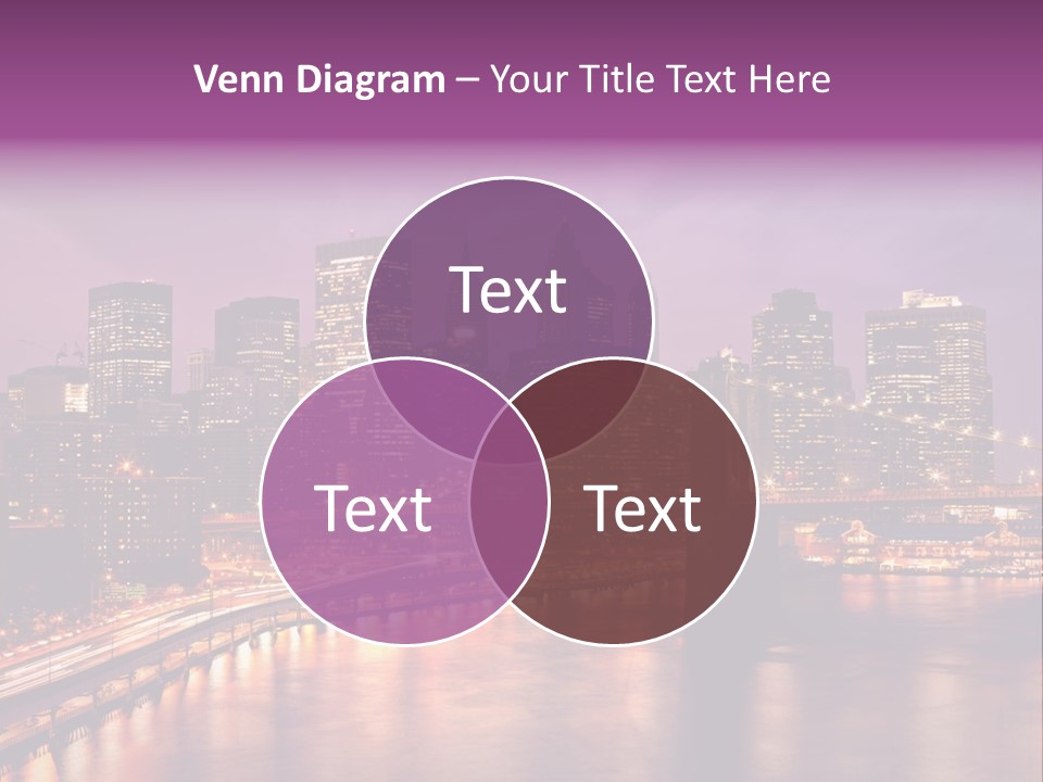 A City Skyline At Night With A Bridge In The Foreground PowerPoint Template