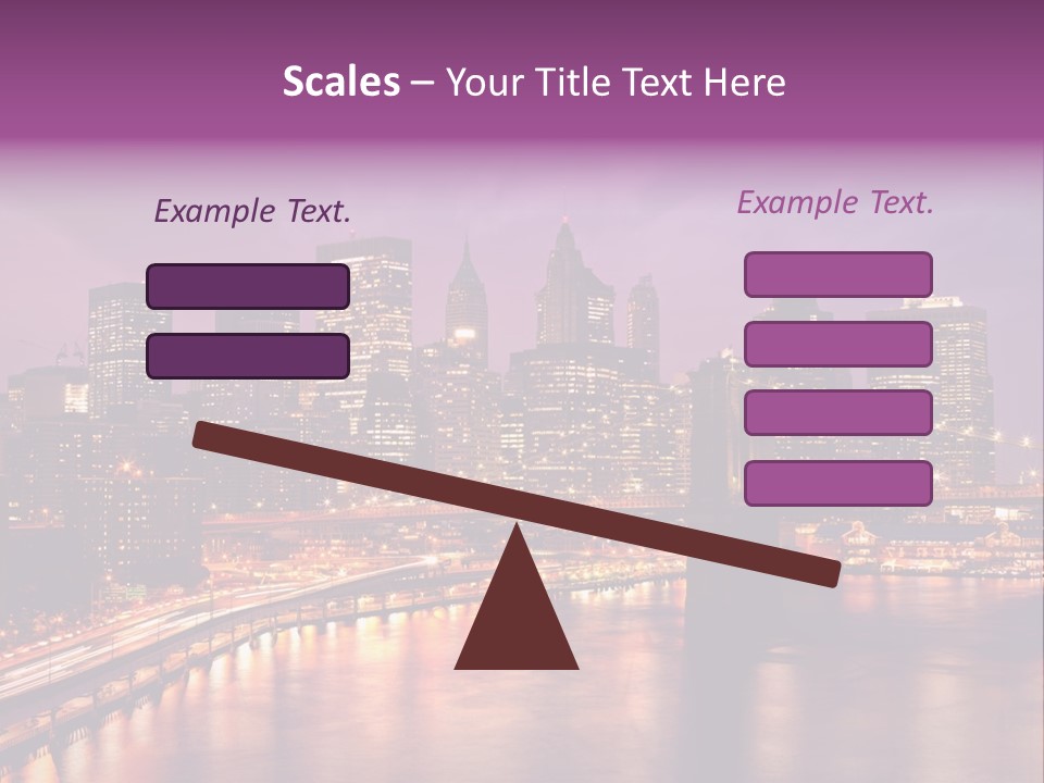 A City Skyline At Night With A Bridge In The Foreground PowerPoint Template