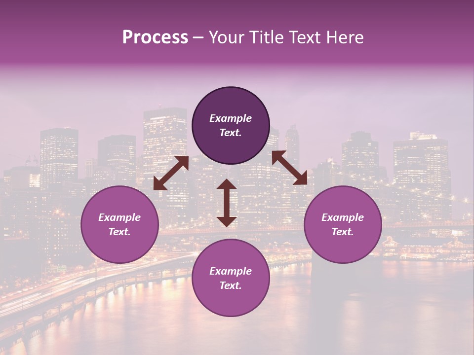 A City Skyline At Night With A Bridge In The Foreground PowerPoint Template