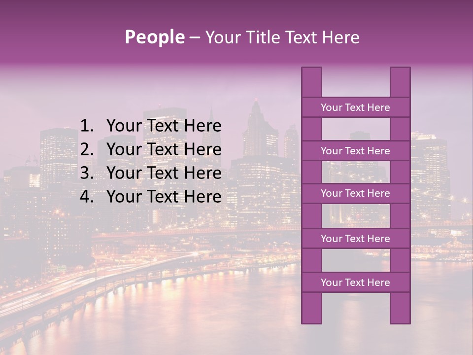 A City Skyline At Night With A Bridge In The Foreground PowerPoint Template