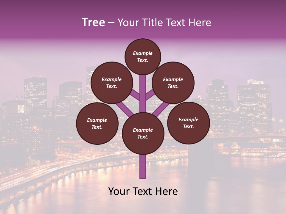 A City Skyline At Night With A Bridge In The Foreground PowerPoint Template