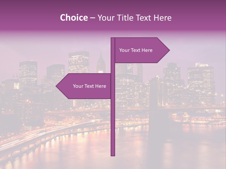 A City Skyline At Night With A Bridge In The Foreground PowerPoint Template